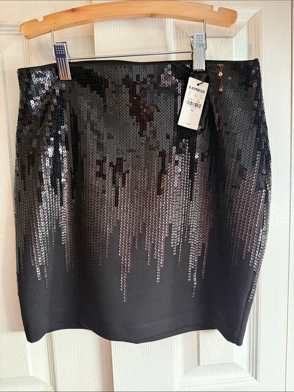 Express Black Sequin Mini Skirt XS NWT